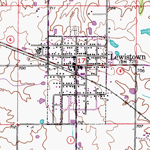 Topographic Map of Town of Lewistown, MO