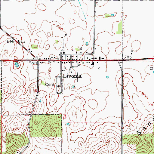 Topographic Map of Town of Livonia, IN