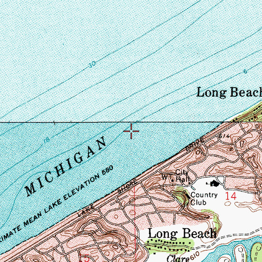 Topographic Map of Town of Long Beach, IN