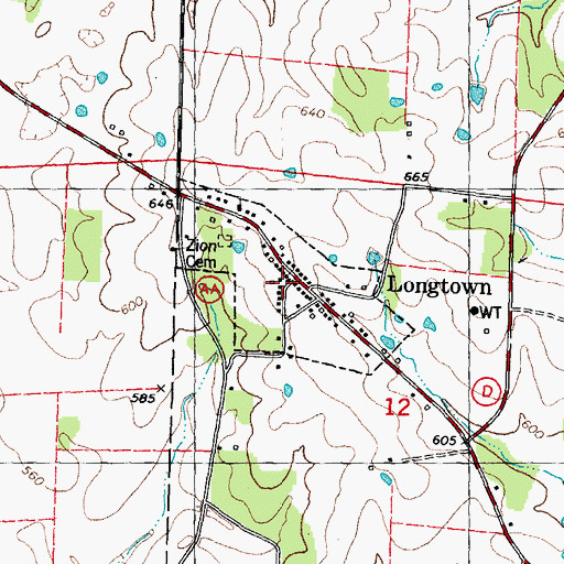Topographic Map of Town of Longtown, MO