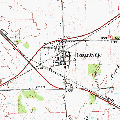 Topographic Map of Town of Losantville, IN