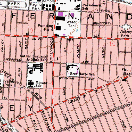 Topographic Map of Harte Elementary School, CA