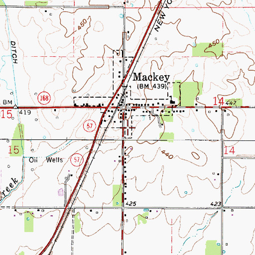 Topographic Map of Town of Mackey, IN