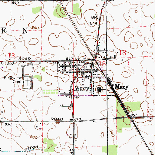 Topographic Map of Town of Macy, IN