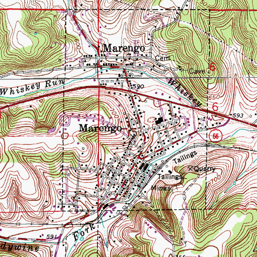 Topographic Map of Town of Marengo, IN
