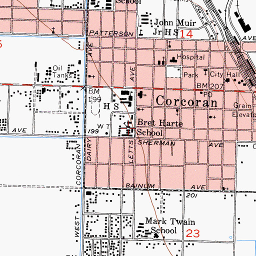 Topographic Map of Bret Harte Elementary School, CA