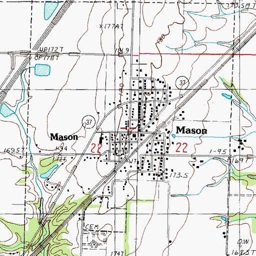 Topographic Map of Town of Mason, IL