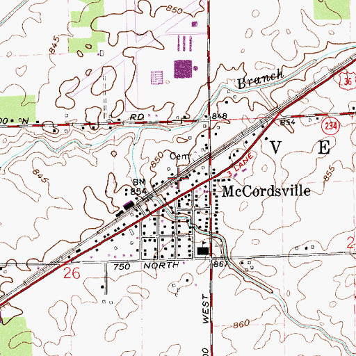 Topographic Map of Town of McCordsville, IN
