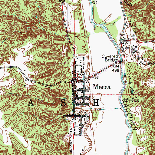 Topographic Map of Town of Mecca, IN