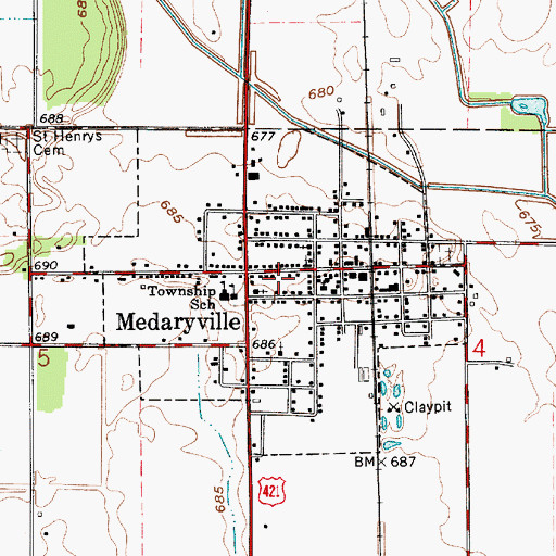 Topographic Map of Town of Medaryville, IN