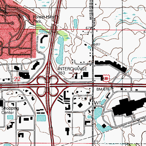Topographic Map of Town of Merrillville, IN