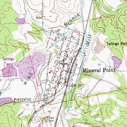 Topographic Map of Town of Mineral Point, MO