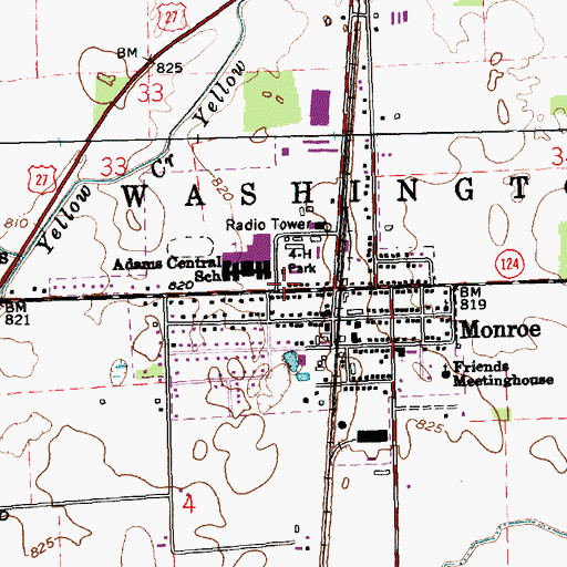 Topographic Map of Town of Monroe, IN