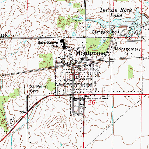 Topographic Map of Town of Montgomery, IN
