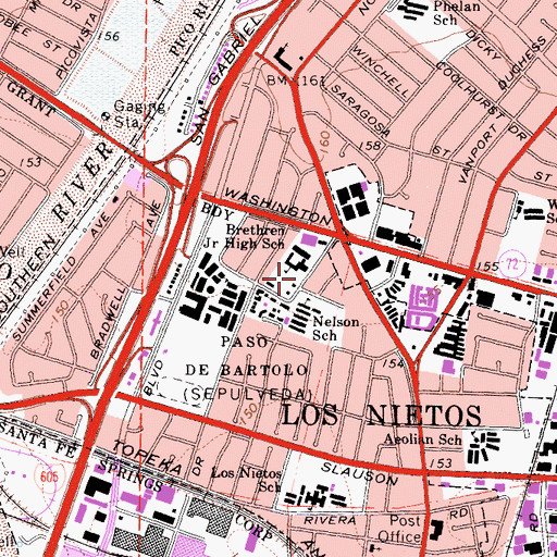 Topographic Map of Brethren Junior High School, CA