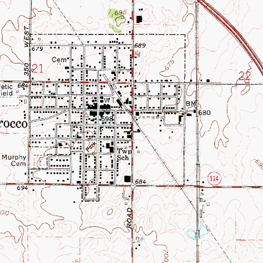 Topographic Map of Town of Morocco, IN
