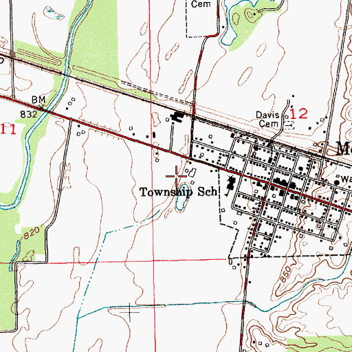 Topographic Map of Town of Morristown, IN