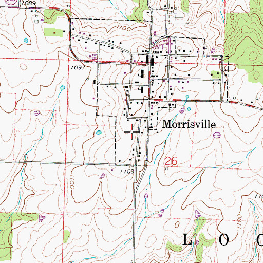 Topographic Map of Town of Morrisville, MO