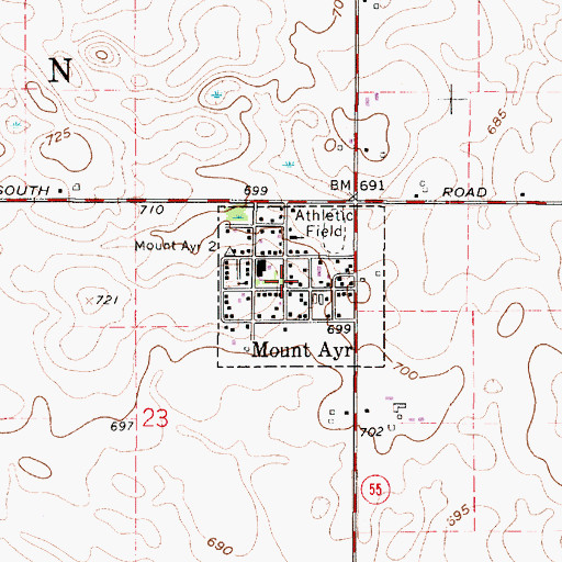 Topographic Map of Town of Mount Ayr, IN