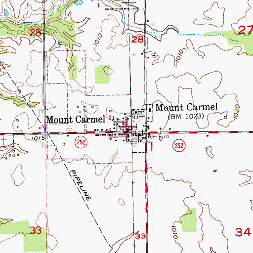 Topographic Map of Town of Mount Carmel, IN