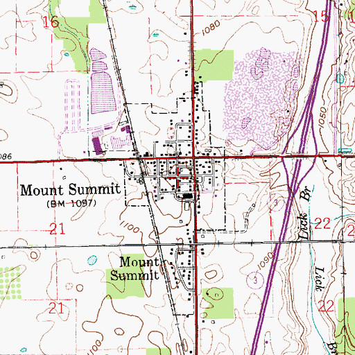 Topographic Map of Town of Mount Summit, IN