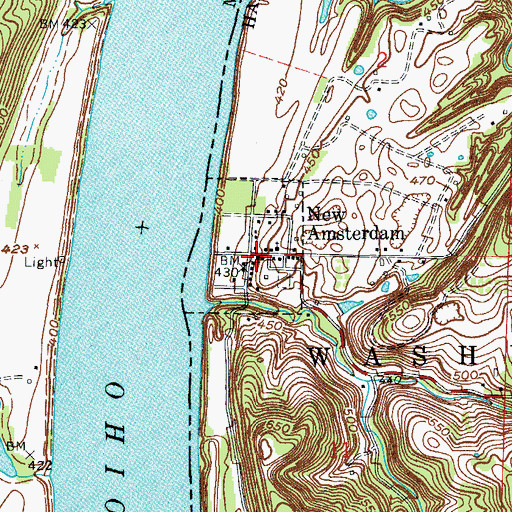 Topographic Map of Town of New Amsterdam, IN