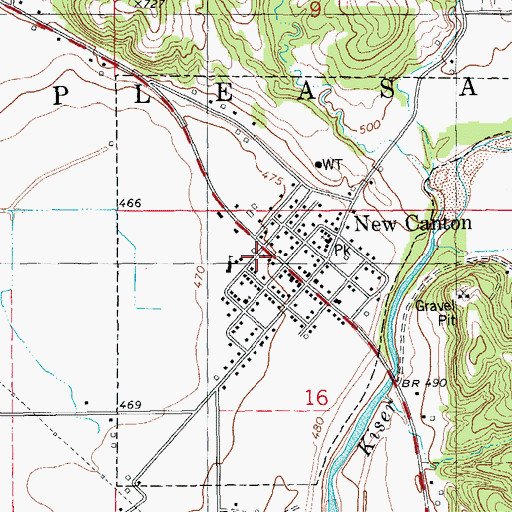 Topographic Map of Town of New Canton, IL