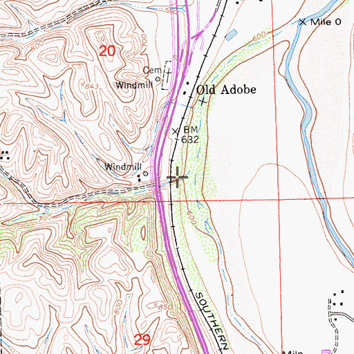 Topographic Map of Bridge Canyon, CA