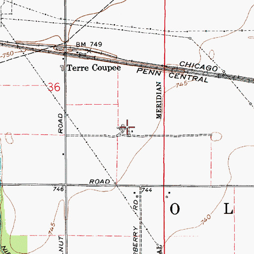 Topographic Map of Town of New Carlisle, IN