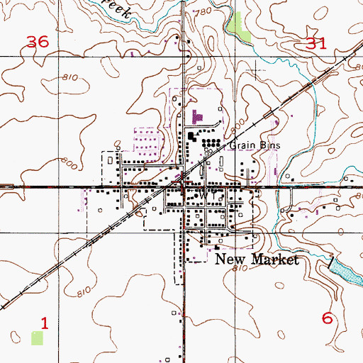 Topographic Map of Town of New Market, IN