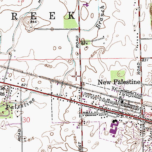 Topographic Map of Town of New Palestine, IN