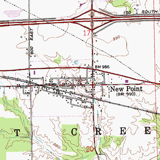 Topographic Map of Town of New Point, IN