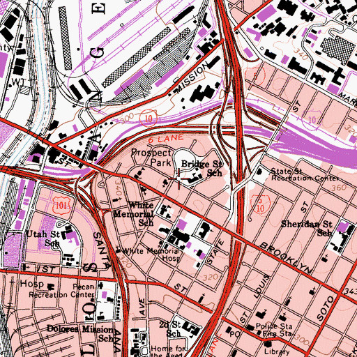 Topographic Map of Bridge Street Elementary School, CA