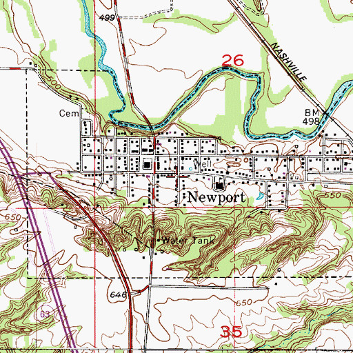 Topographic Map of Town of Newport, IN
