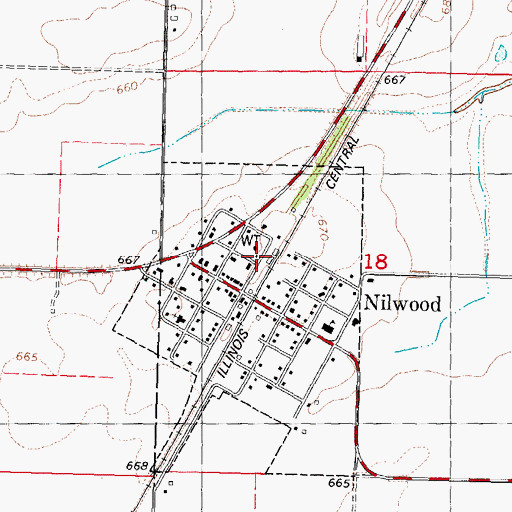 Topographic Map of Town of Nilwood, IL