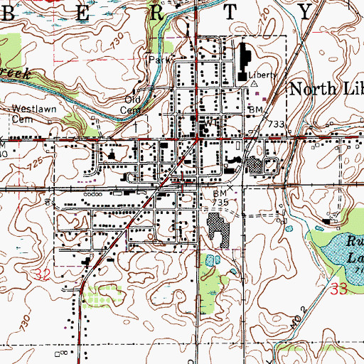 Topographic Map of Town of North Liberty, IN