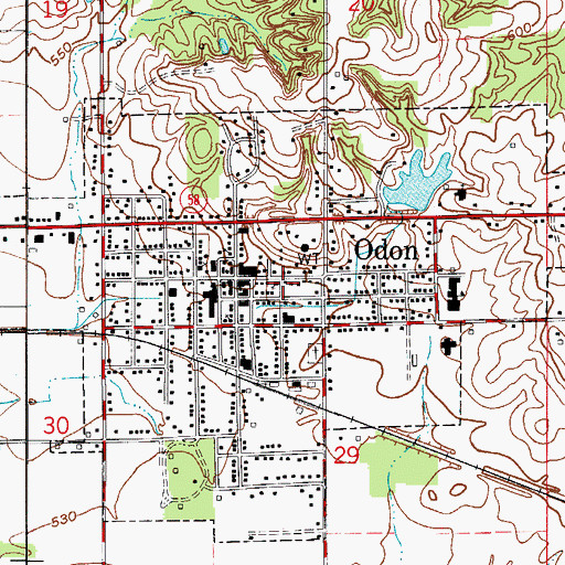 Topographic Map of Town of Odon, IN