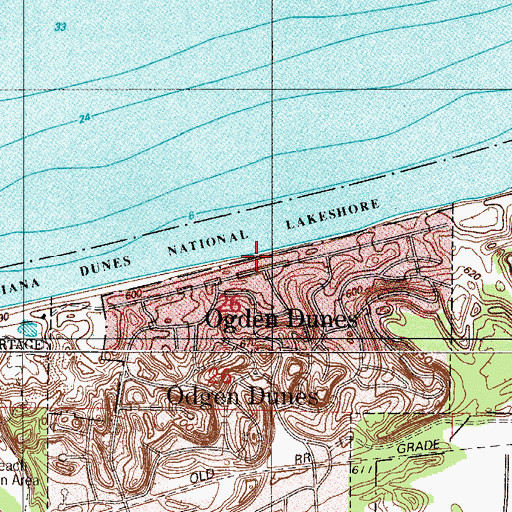 Topographic Map of Town of Ogden Dunes, IN