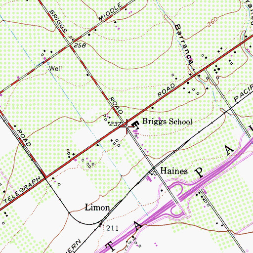 Topographic Map of Briggs Elementary School, CA