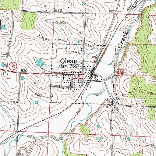Topographic Map of Town of Olean, MO