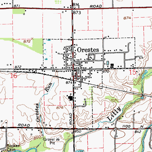 Topographic Map of Town of Orestes, IN