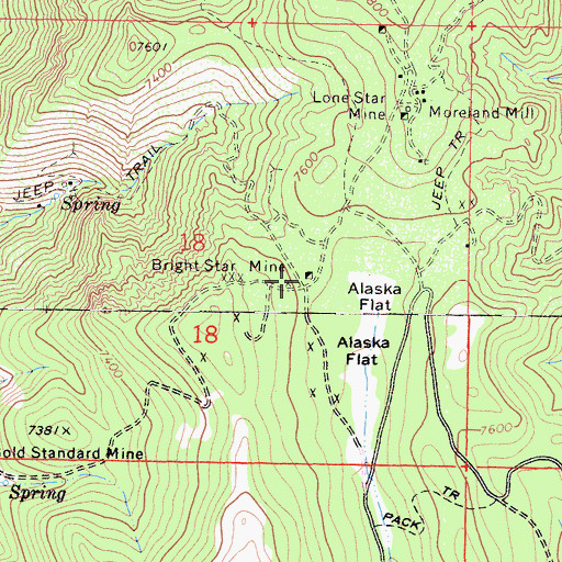 Topographic Map of Bright Star Mine, CA