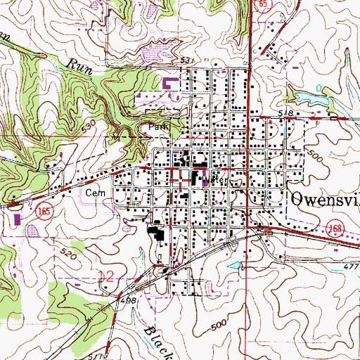Topographic Map of Town of Owensville, IN
