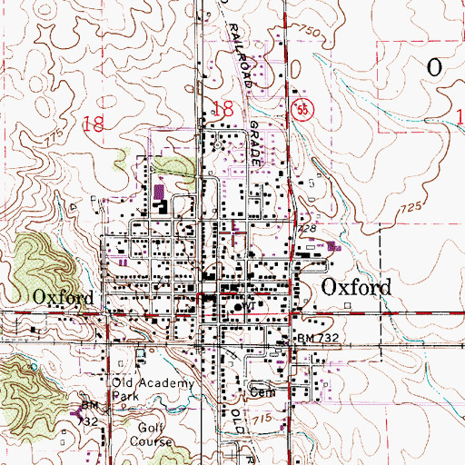 Topographic Map of Town of Oxford, IN