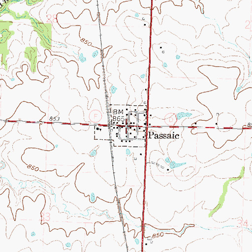 Topographic Map of Town of Passaic, MO
