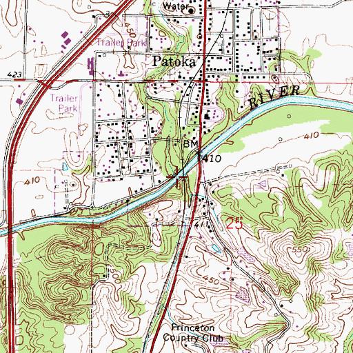 Topographic Map of Town of Patoka, IN