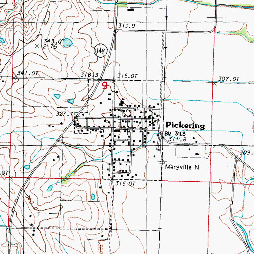 Topographic Map of Town of Pickering, MO
