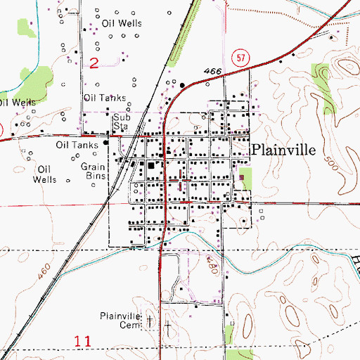 Topographic Map of Town of Plainville, IN