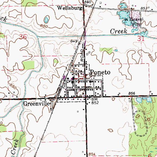 Topographic Map of Town of Poneto, IN
