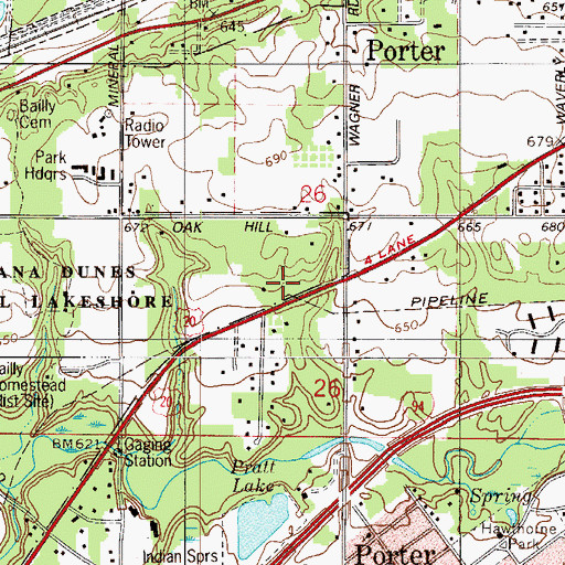 Topographic Map of Town of Porter, IN
